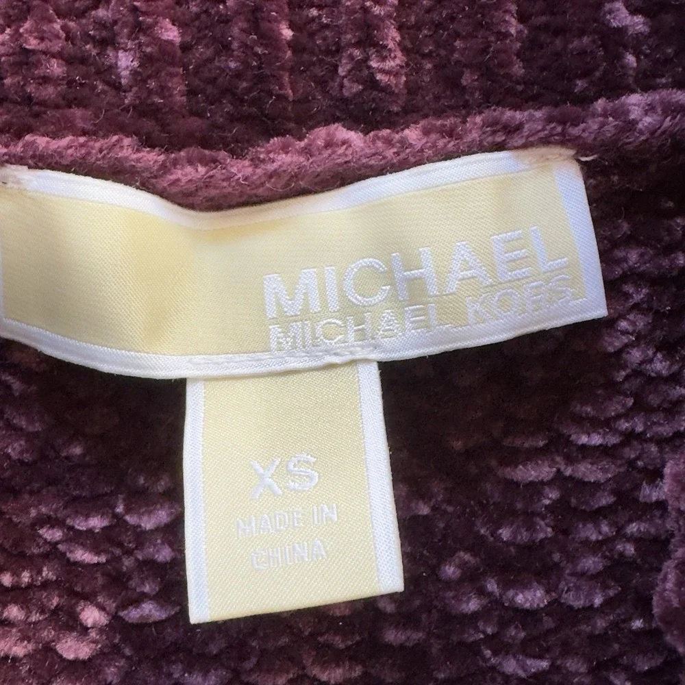 Michael Kors Burgundy Chenille Knit Cowl Neck Pullover Sweater Size XS Soft Cozy